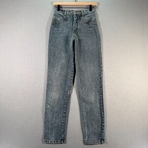 Vintage Jordache Jeans Womens 5/6 Gray Stone Wash High Rise Tapered Denim 90s